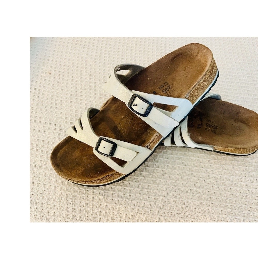 Birkenstock Salina White Multi Strap Buckle Cork Slide Sandals Womens 38 L7 M5